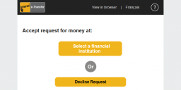 Interac e-Transfer accept request for money